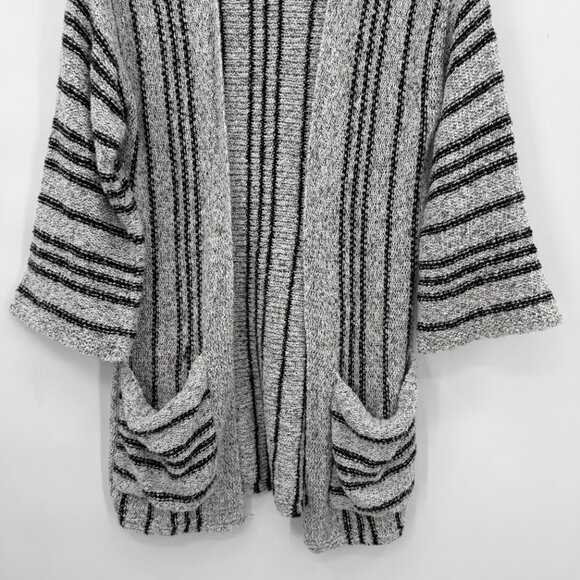 Billabong Good Times Striped Open Front Cardigan Sweater Gray Black Women’s S - Picture 3 of 9